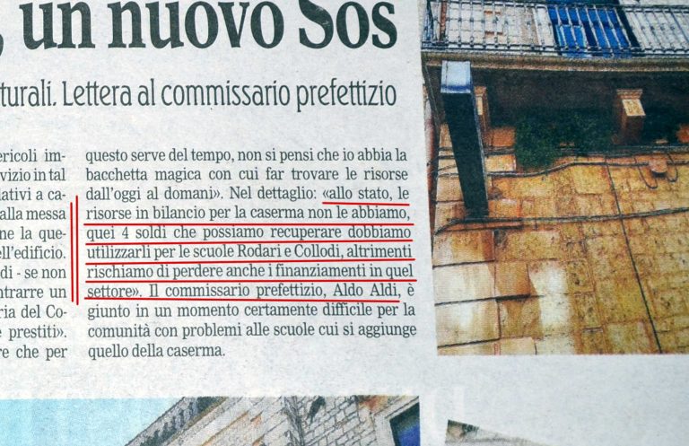 Anche i Carabinieri lasciati soli al proprio destino.