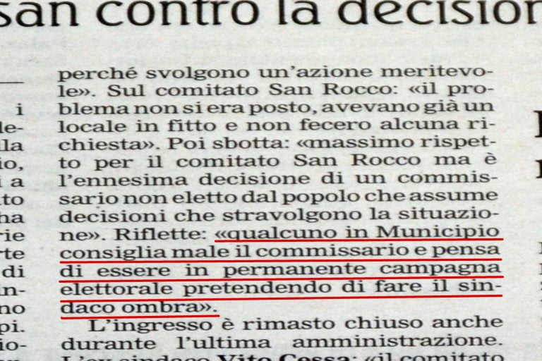 Brusca frenata con retromarcia (ma non basta) del Commissario Aldo Aldi.
