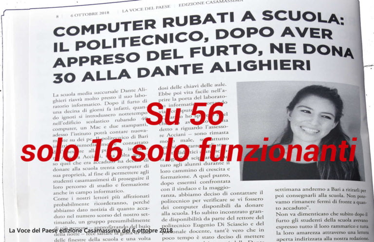 Casamassima: l’Acciani e lo strano caso dei pc alla Media Succursale.
